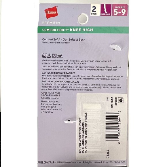 NWT 2 Pack Hanes Premium Soft & Silky Comfortsoft Knee-High Socks Sz 5-9 - Picture 4 of 5